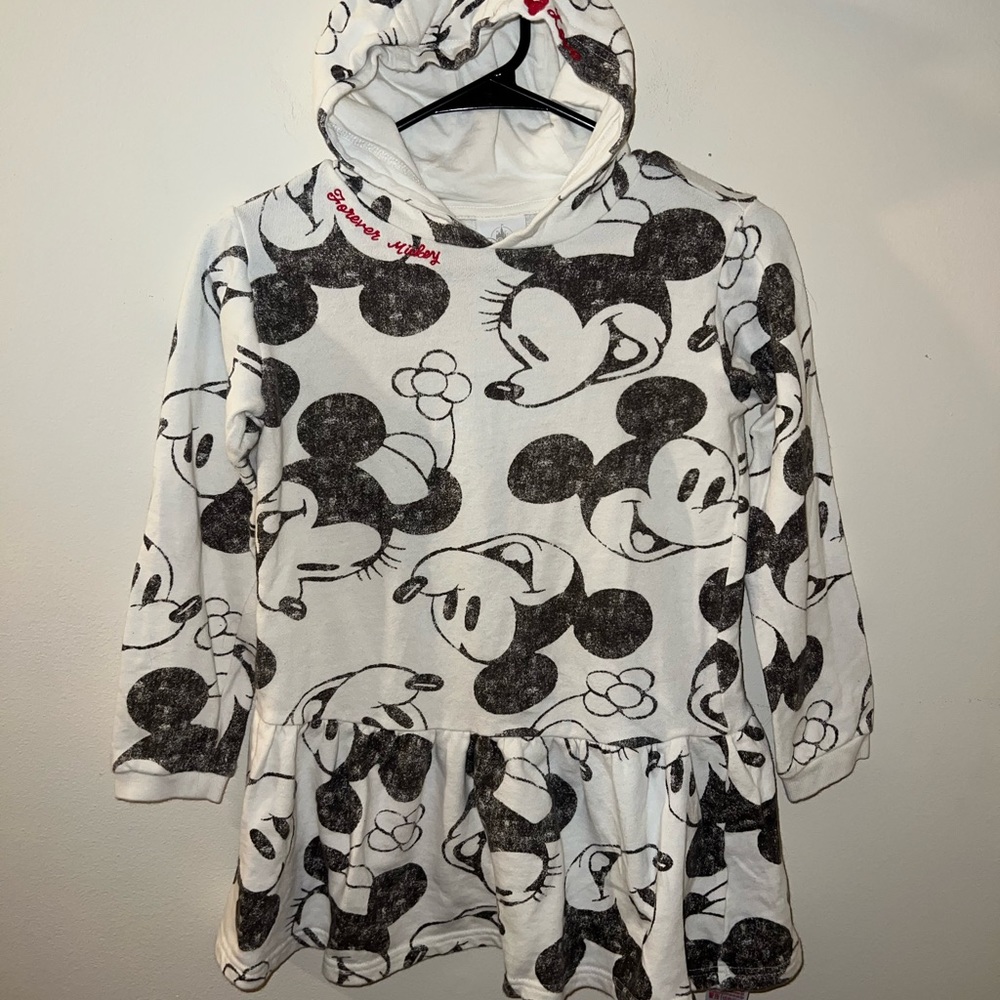 Disney White and Black Mickey Mouse Hoodie Dress for Kids - Picture 2 of 5